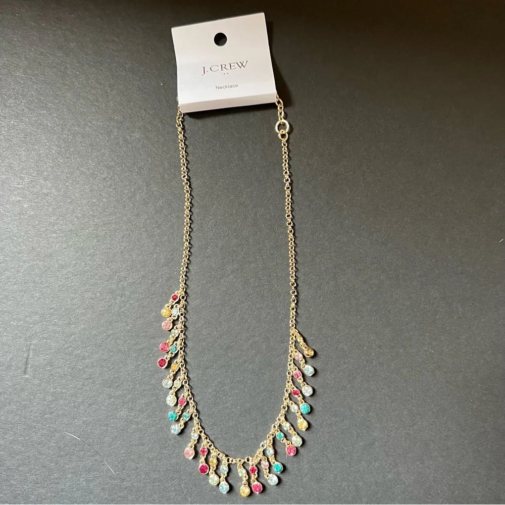 J. Crew Factory Rainbow Crystal Statement Necklace NWT